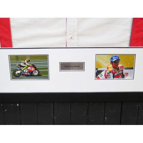 11 - Valentino Rossi; signed Honda Racing team shirt, with two photographs, mounted and framed, with COA,... 