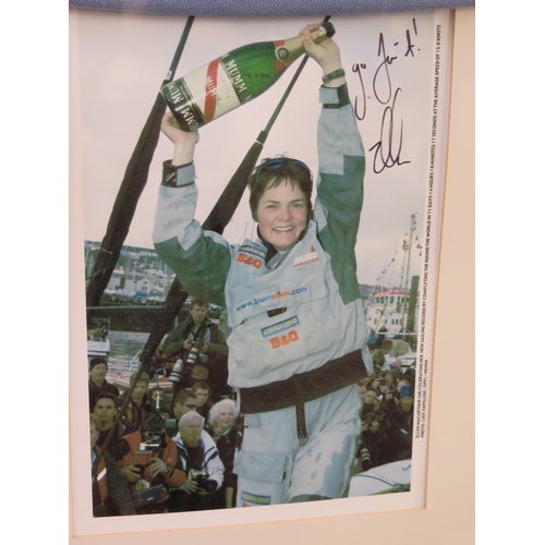 12 - Ellen MacArthur retired sailor; signed polo shirt and signed photograph, mounted and framed, 80 x 78... 