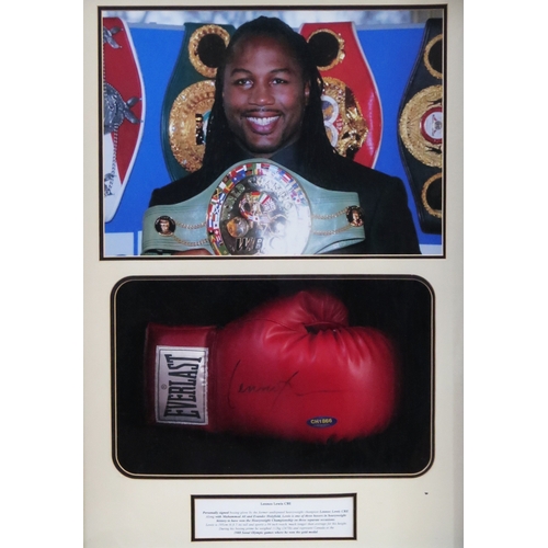 14 - Lennox Lewis (The lion) CBE undisputed heavy weight champion signed boxing glove in display frame wi... 