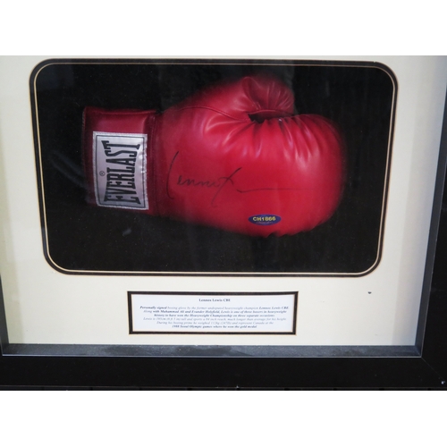 14 - Lennox Lewis (The lion) CBE undisputed heavy weight champion signed boxing glove in display frame wi... 