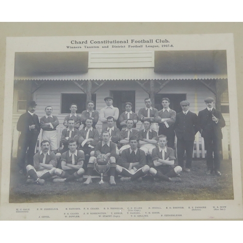 17 - A collection of assorted monochrome photographs of rugby and football teams dating from the first ha... 