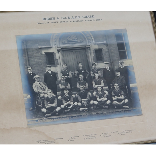 17 - A collection of assorted monochrome photographs of rugby and football teams dating from the first ha... 