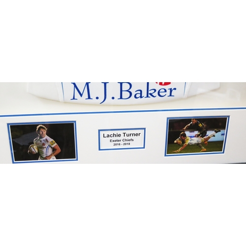 18 - Lachie Turner, Exeter Chiefs, 2016-2018. mounted rugby shirt, F & G, 88 x 62cm.
