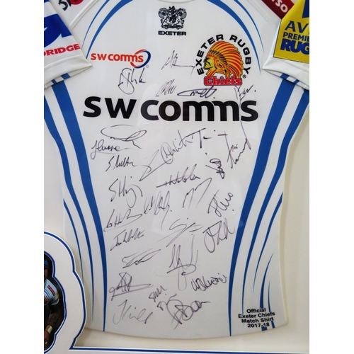18A - Exeter Chiefs, Jack Nowell, match worn shirt signed by the entire squad 2017/18, mounted and framed,... 