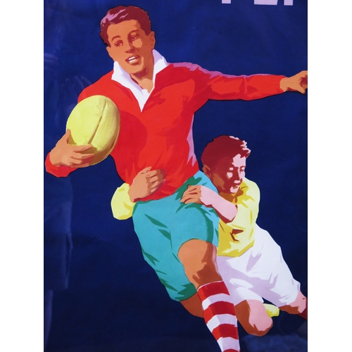 19 - A replica Soviet Union rugby poster for Moscow 1957, 88 x 64cm F & G.
