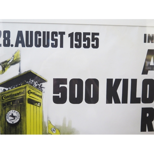 2 - A vintage polychrome poster for ADAC 500 Kilometer race, held at the Nurburgring, 28th August 1955, ... 