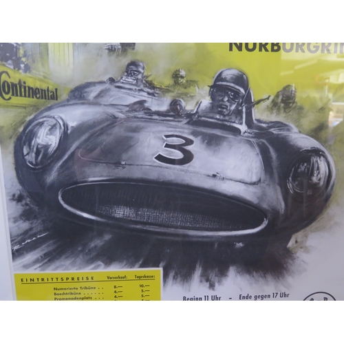 2 - A vintage polychrome poster for ADAC 500 Kilometer race, held at the Nurburgring, 28th August 1955, ... 