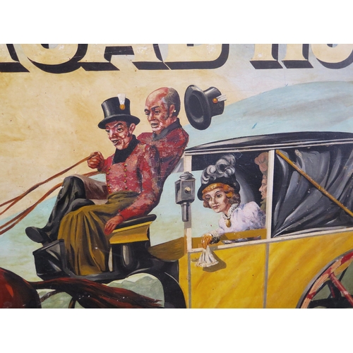 378 - Kingsbridge Road Hotel - A large painted wooden advertising sign depicting a horse drawn carriage be... 