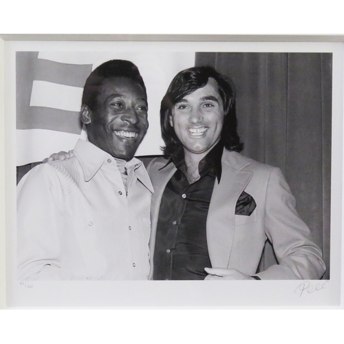 6 - Pele autographed Pele with George Best black and white photograph print, mounted, with COA, 69 x 59c... 