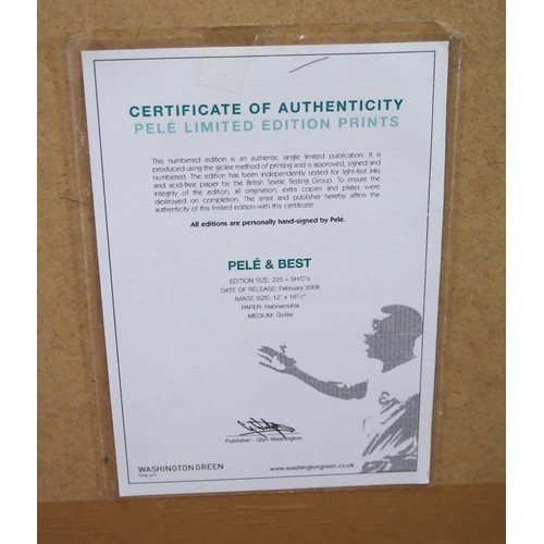 6 - Pele autographed Pele with George Best black and white photograph print, mounted, with COA, 69 x 59c... 