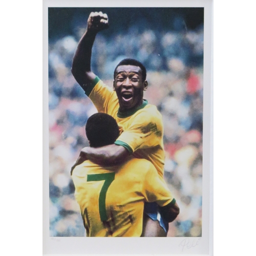 7 - Pele signed photo of the 1970 world cup final, No 83/225 signed in pencil to the margin,  46 x 30cm,... 