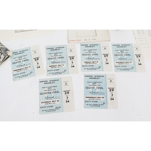 15A - 1966 World cup Match Quarter Final ticket stub, 5 x Eight Final ticket stubs, ticket application for... 