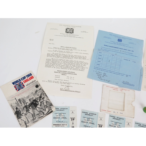 15A - 1966 World cup Match Quarter Final ticket stub, 5 x Eight Final ticket stubs, ticket application for... 