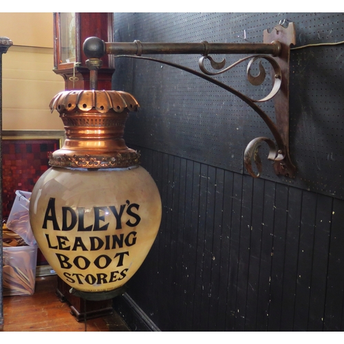 402 - Late 19th century advertising Adley's Leading Boot Store lamp, Newling and Co. 95 & 96 Wood St. Lond... 