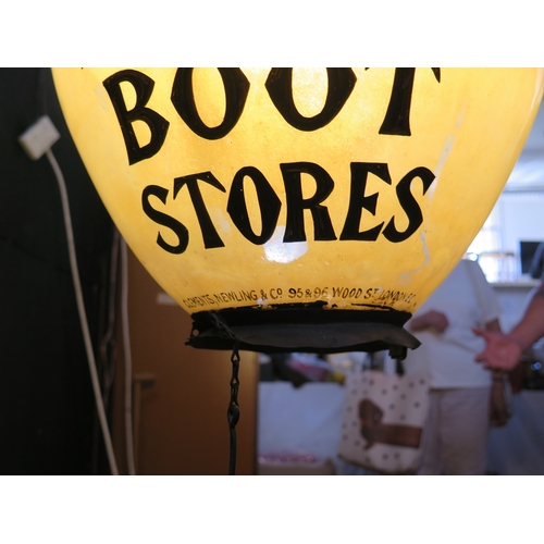 402 - Late 19th century advertising Adley's Leading Boot Store lamp, Newling and Co. 95 & 96 Wood St. Lond... 
