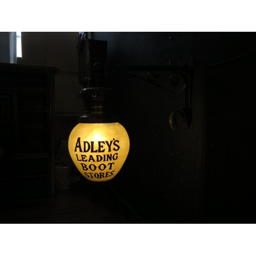 402 - Late 19th century advertising Adley's Leading Boot Store lamp, Newling and Co. 95 & 96 Wood St. Lond... 
