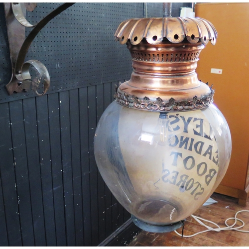 402 - Late 19th century advertising Adley's Leading Boot Store lamp, Newling and Co. 95 & 96 Wood St. Lond... 