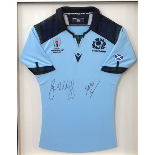 17D - A Scottish 2019 Rugby World Cup shirt signed by Stuart Hogg and Sam Skinner, both playing for Exeter... 