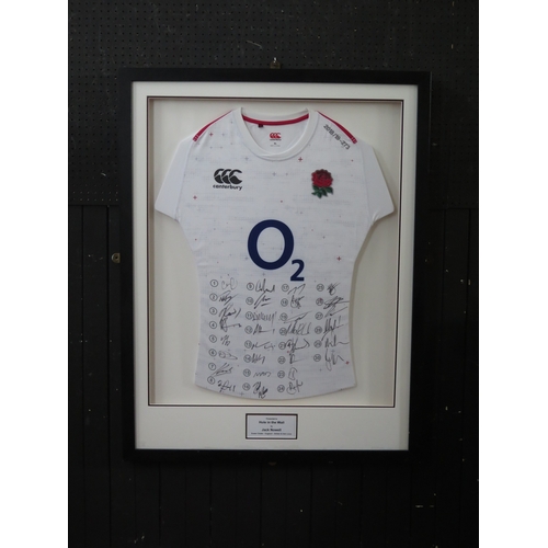 17E - A signed England rugby shirt, 2018/19 season signed by Exeter Chiefs, England, and British & Irish L... 