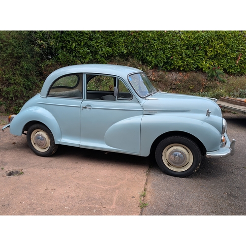 84A - 1966 Morris Minor 1000 2 Door KYA 258D, pale blue classic car, displaying 19,564 miles - car is runn... 