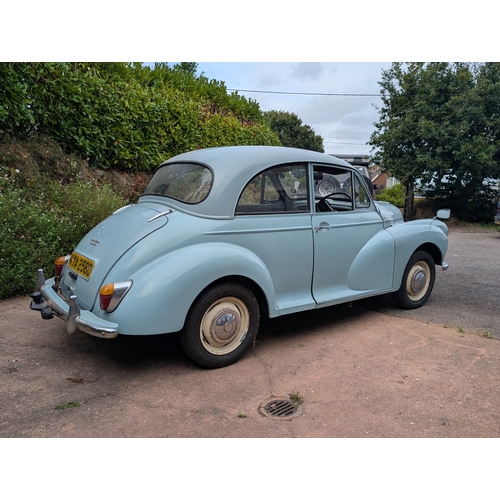 84A - 1966 Morris Minor 1000 2 Door KYA 258D, pale blue classic car, displaying 19,564 miles - car is runn... 