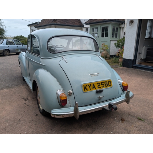 84A - 1966 Morris Minor 1000 2 Door KYA 258D, pale blue classic car, displaying 19,564 miles - car is runn... 