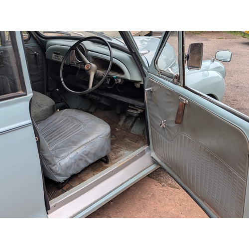 84A - 1966 Morris Minor 1000 2 Door KYA 258D, pale blue classic car, displaying 19,564 miles - car is runn... 