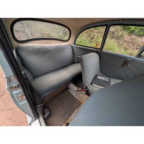 84A - 1966 Morris Minor 1000 2 Door KYA 258D, pale blue classic car, displaying 19,564 miles - car is runn... 