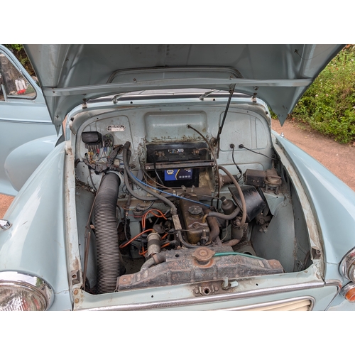 84A - 1966 Morris Minor 1000 2 Door KYA 258D, pale blue classic car, displaying 19,564 miles - car is runn... 