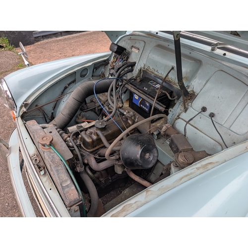 84A - 1966 Morris Minor 1000 2 Door KYA 258D, pale blue classic car, displaying 19,564 miles - car is runn... 