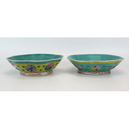 Two twentieth century Chinese dishes, of lobed form with incised ...