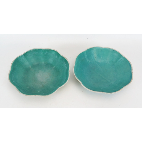 Two twentieth century Chinese dishes, of lobed form with incised ...