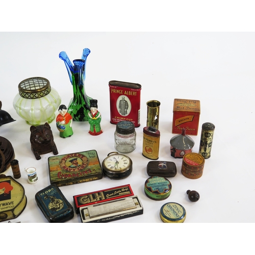Assorted collectables including a black forest carved wooden inkwell in ...