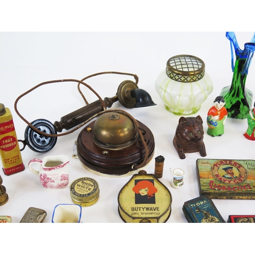 Assorted collectables including a black forest carved wooden inkwell in ...