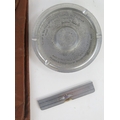 An Avro linen map holder with button down cover, an ashtray made from a ...