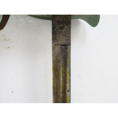 A George V Officer's sword, the 80cm fullered blade with etched Royal ...