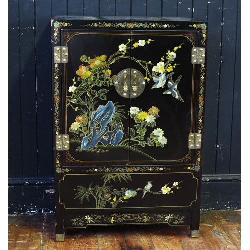 A 20th century lacquered and painted side cabinet in the Chinoiserie ...