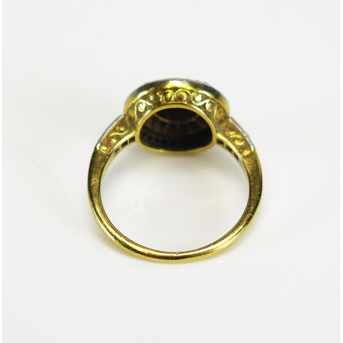 A turquoise and rose cut diamond target ring in a high carat precious ...