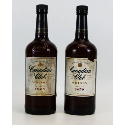 Two bottles of 1 Litre Canadian Club Whisky. ALCOHOL IS SOLD FOR OFF ...