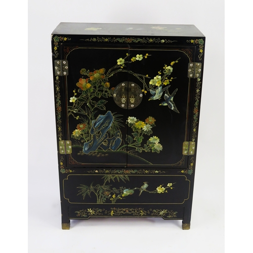 A 20th century lacquered and painted side cabinet in the Chinoiserie ...