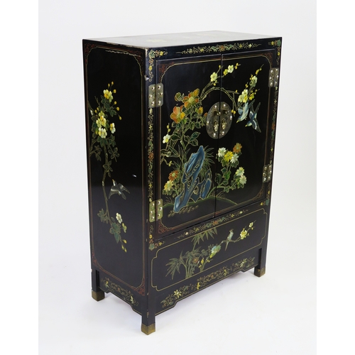 A 20th century lacquered and painted side cabinet in the Chinoiserie ...