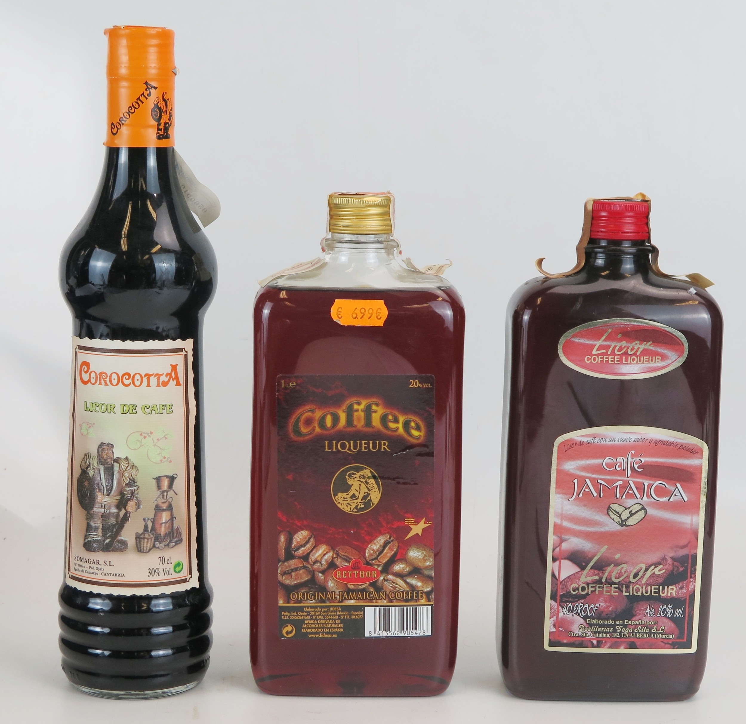 Two 1 Litre bottles of Coffee Liqueur and a bottle of Corocotta lictor ...