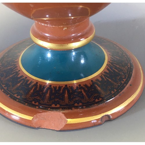 41 - Tall and Unusual Davenport Longport Staffs Amphora Shaped Vase. Floral Swag Motif on a Terracotta Gr... 