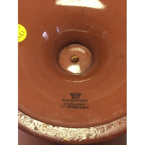 41 - Tall and Unusual Davenport Longport Staffs Amphora Shaped Vase. Floral Swag Motif on a Terracotta Gr... 