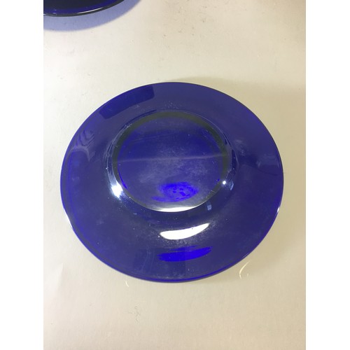 42 - 19th Century Bristol Blue Hand Blown set of 5 Finger Bowls and Plates.Dia 11.5cm H 9cm Ea (Bowls)... 