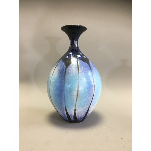 53 - Graham Newing - Studio Pottery Vases. Blue Glazed in a Naturalistic Design both Marked to base.H 23c... 