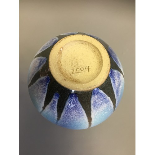 53 - Graham Newing - Studio Pottery Vases. Blue Glazed in a Naturalistic Design both Marked to base.H 23c... 