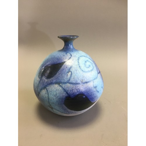 53 - Graham Newing - Studio Pottery Vases. Blue Glazed in a Naturalistic Design both Marked to base.H 23c... 