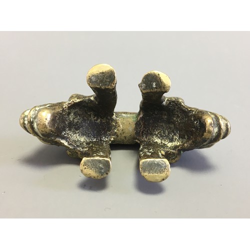 88 - Late 19th Century Oriental Cast Brass Scroll Weight/Talisman Depicting a Double Headed Beast