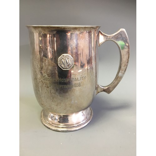 104 - Nomad Motorists Elkington Silver plated 1937 & 1938 Award Tankards.